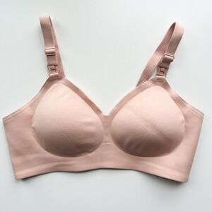 Momcozy Nursing Pumping Bra Large Beige Seamless Wireless